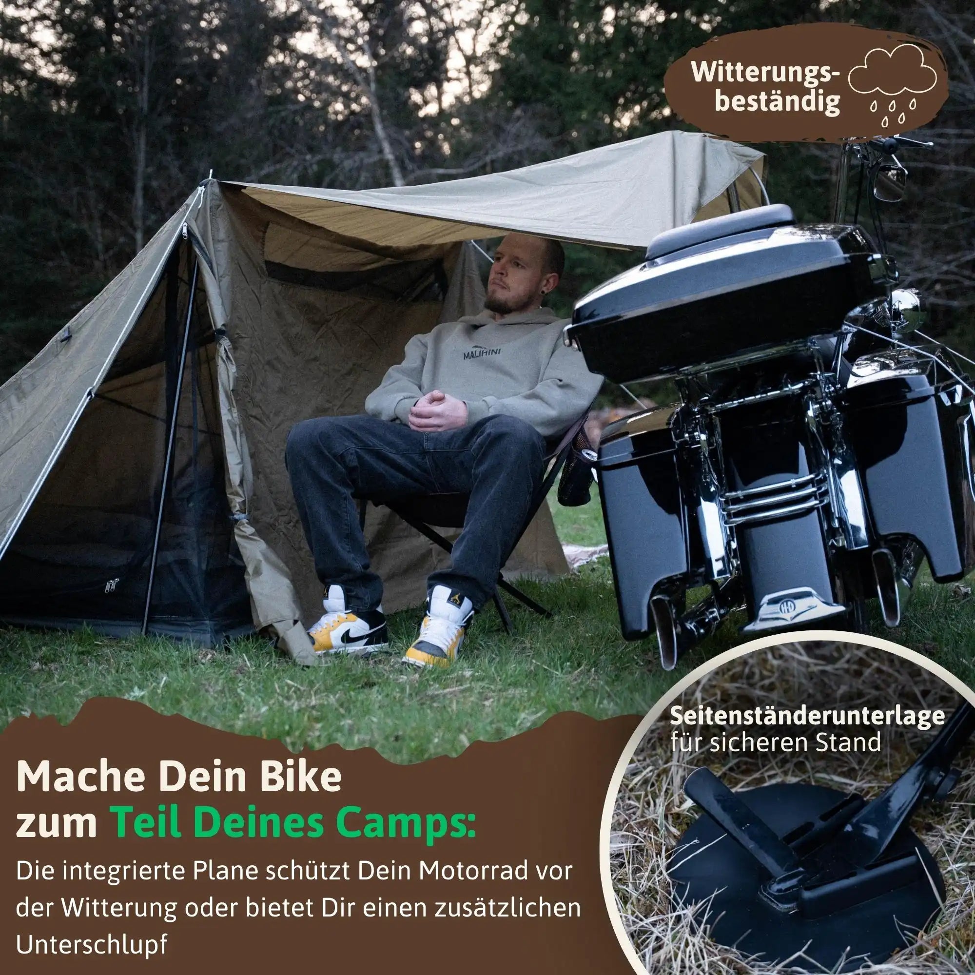 MALITENT XL Motorrad Zelt für 2 Personen