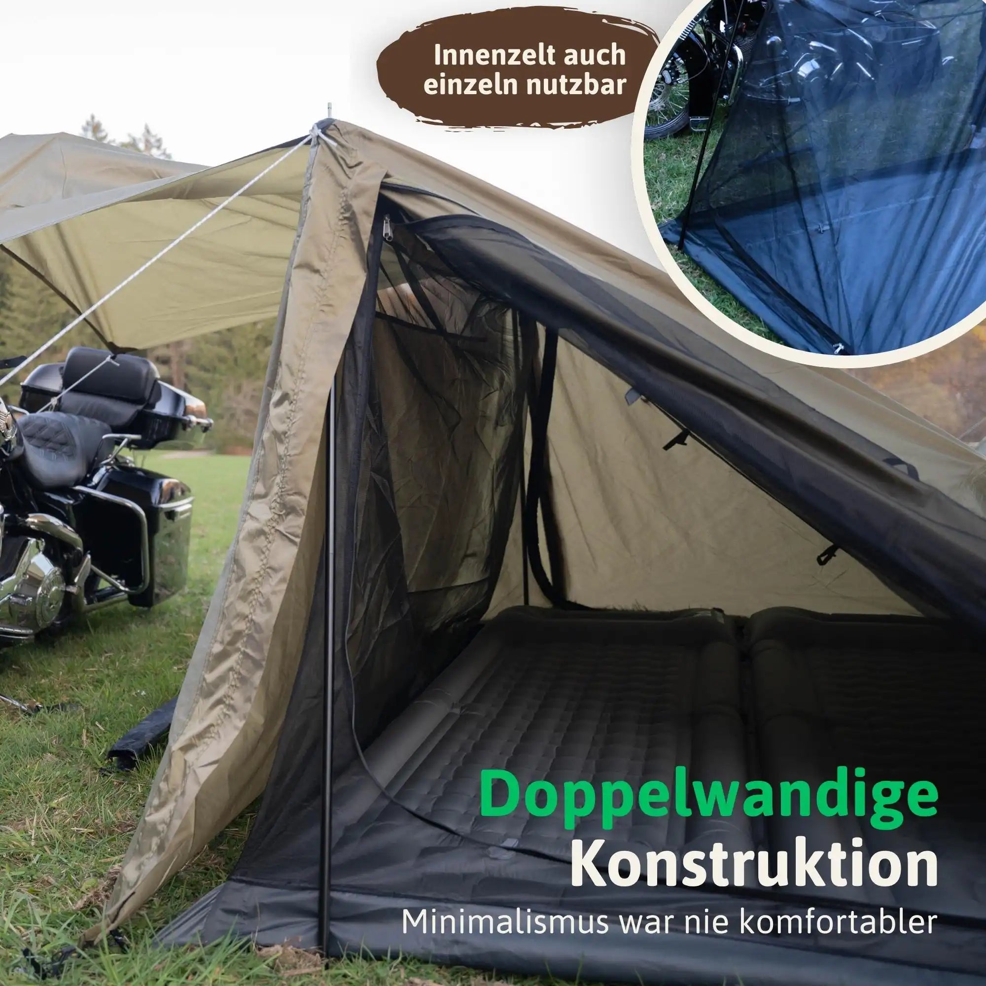 MALITENT XL Motorrad Zelt für 2 Personen