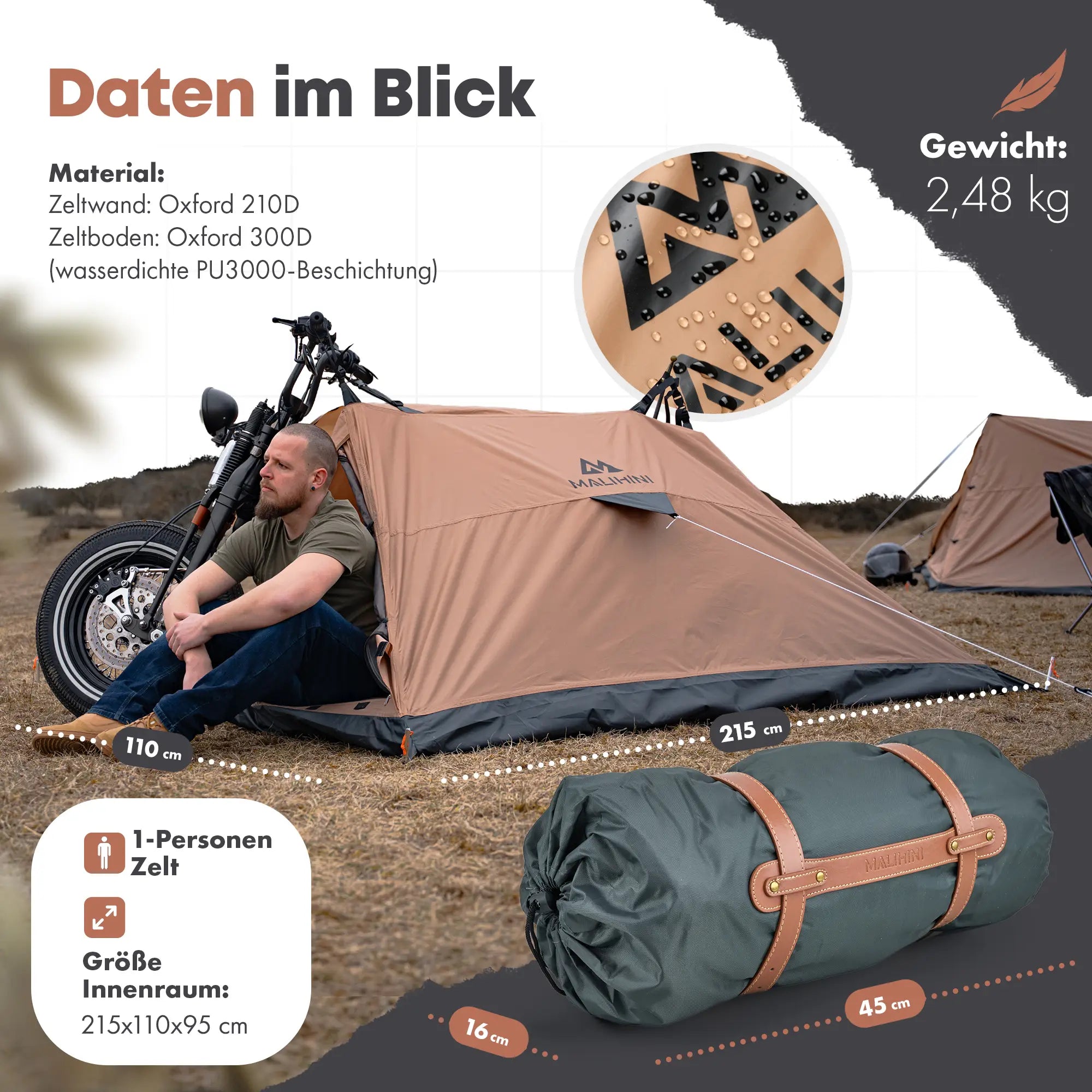 Motorrad Zelt MALITENT – Ultraleicht & wasserdicht